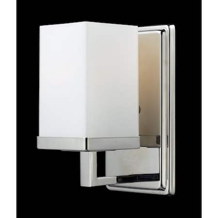Z-Lite Tidal 1 Light Vanity, Chrome & Matte Opal 1901-1V